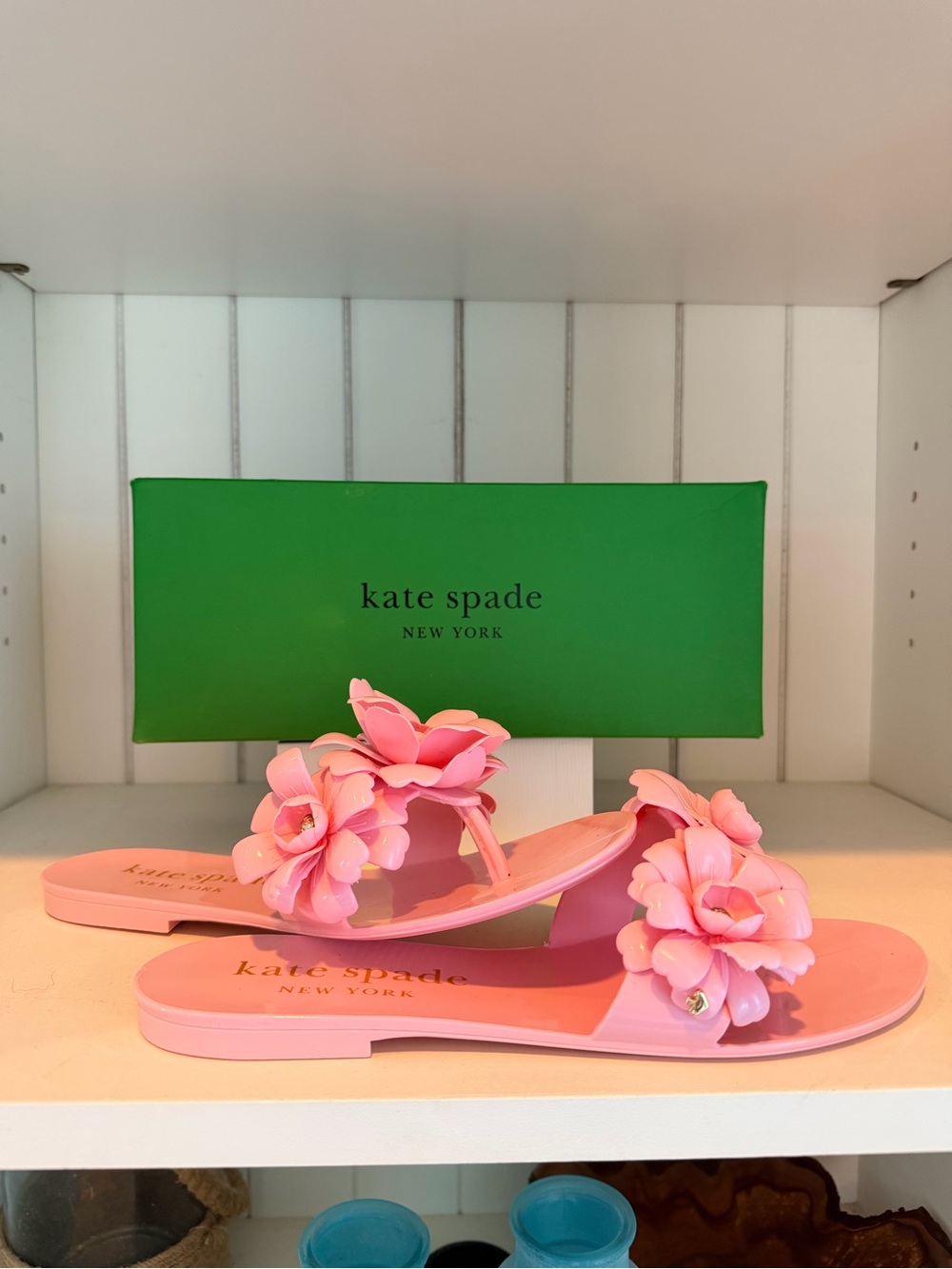 kate spade pink floral jelly slide sandals with blossoms